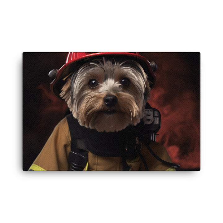 Yorkshire Terrier Firefighter Canvas - PosterfyAI.com