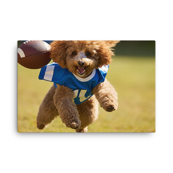 Poodle Football Player Canvas - PosterfyAI.com