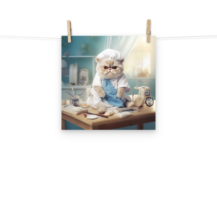 Exotic Shorthair Nurse Photo paper poster - PosterfyAI.com