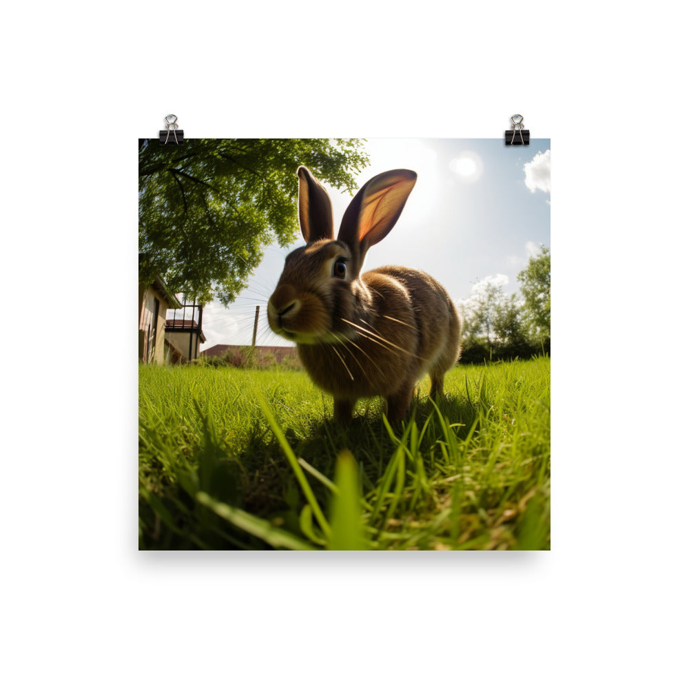 Flemish Giant Rabbit Outdoors Photo paper poster - PosterfyAI.com