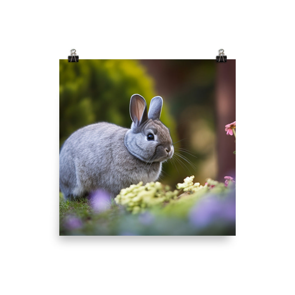 Netherland Dwarf in the Garden Photo paper poster - PosterfyAI.com