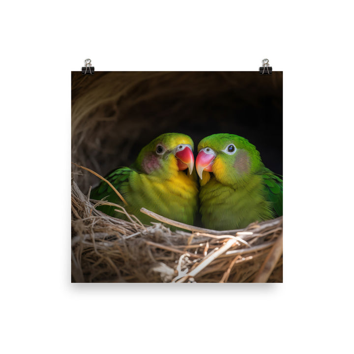 Lovebirds Nesting Photo paper poster - PosterfyAI.com