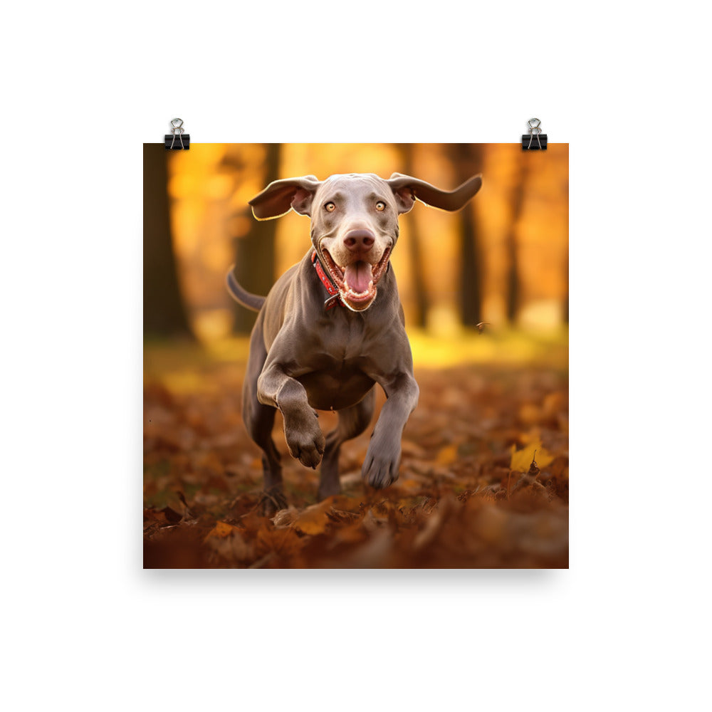 Weimaraner at Play Photo paper poster - PosterfyAI.com