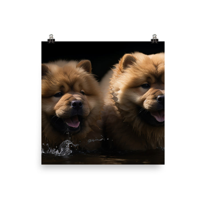 Two Chow Chows Having Fun Photo paper poster - PosterfyAI.com