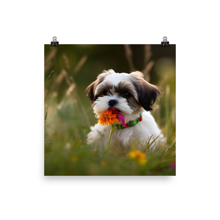 Sweet and Playful Shih Tzu Photo paper poster - PosterfyAI.com