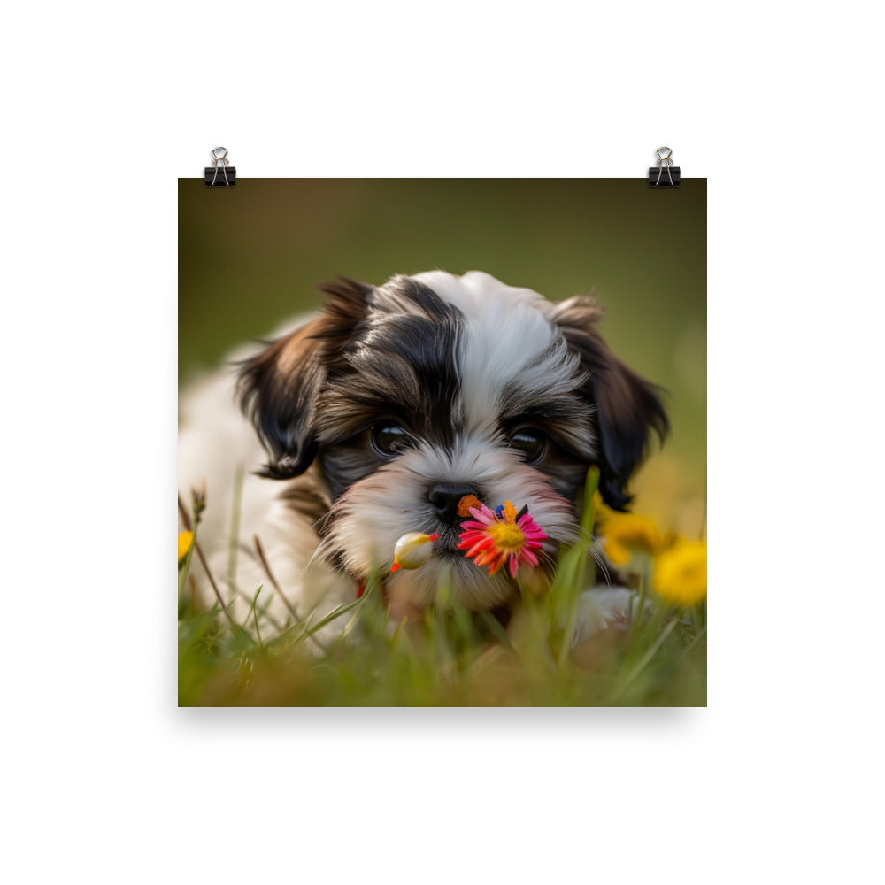 Sweet and Playful Shih Tzu Photo paper poster - PosterfyAI.com