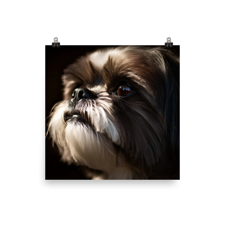 Shih Tzu Portrait in Soft Lighting Photo paper poster - PosterfyAI.com