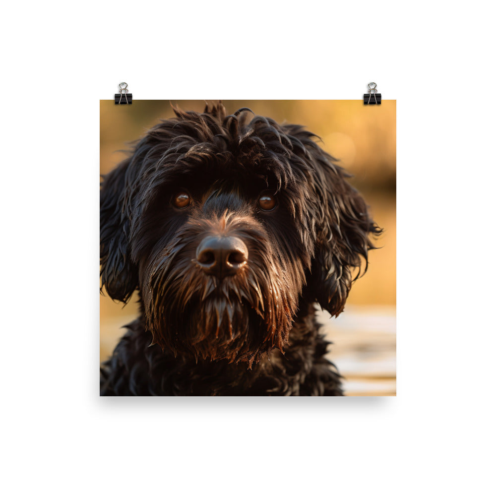 Portrait of a Portuguese Water Dog Photo paper poster - PosterfyAI.com