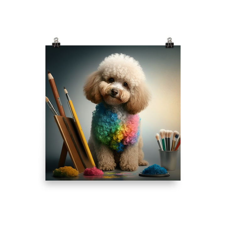 Poodle in colorful abstract style Photo paper poster - PosterfyAI.com