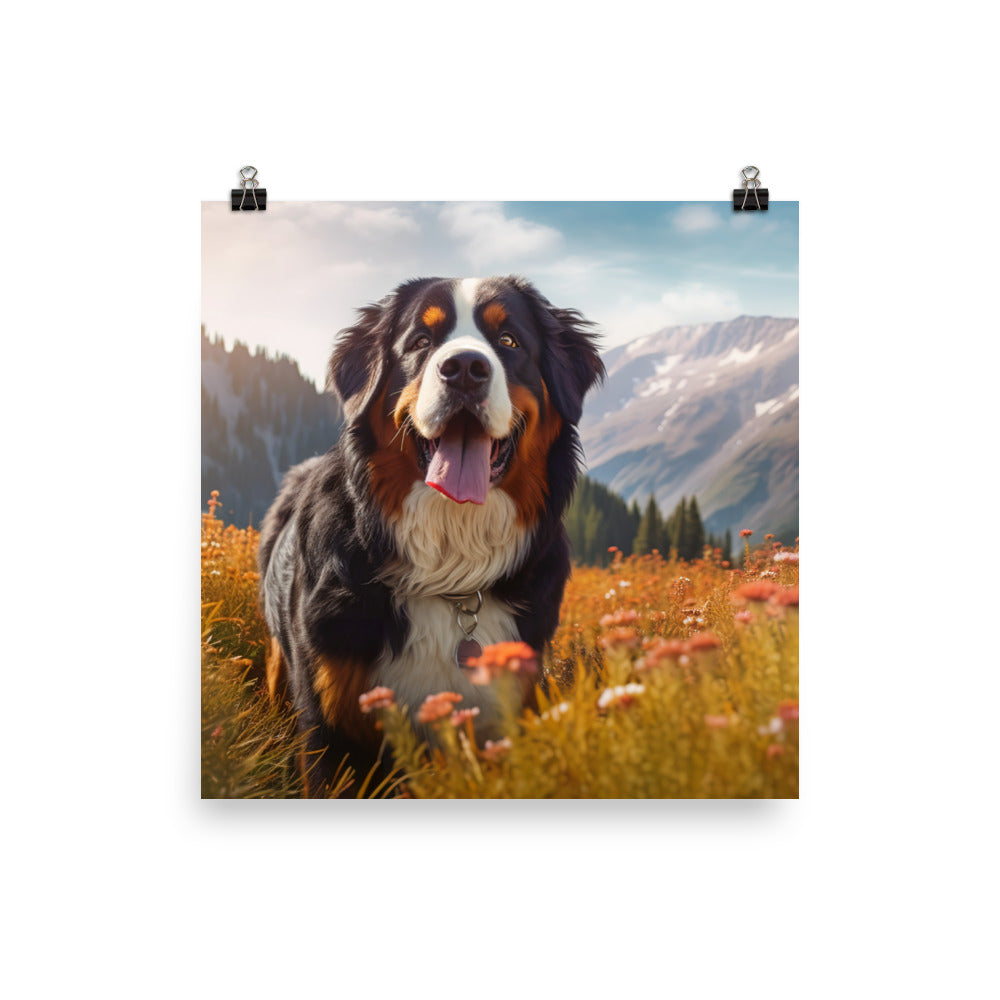 Majestic Bernese Mountain Dog Photo paper poster - PosterfyAI.com