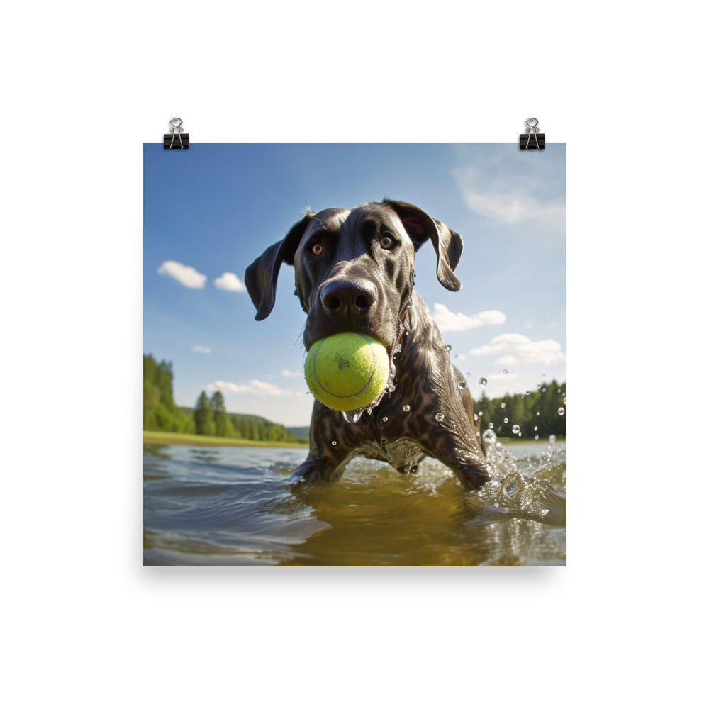 Great Dane at Play Photo paper poster - PosterfyAI.com