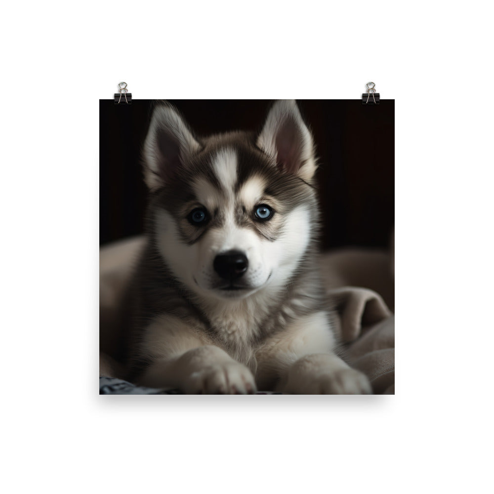 Gentle Alaskan Malamute Pup Photo paper poster - PosterfyAI.com