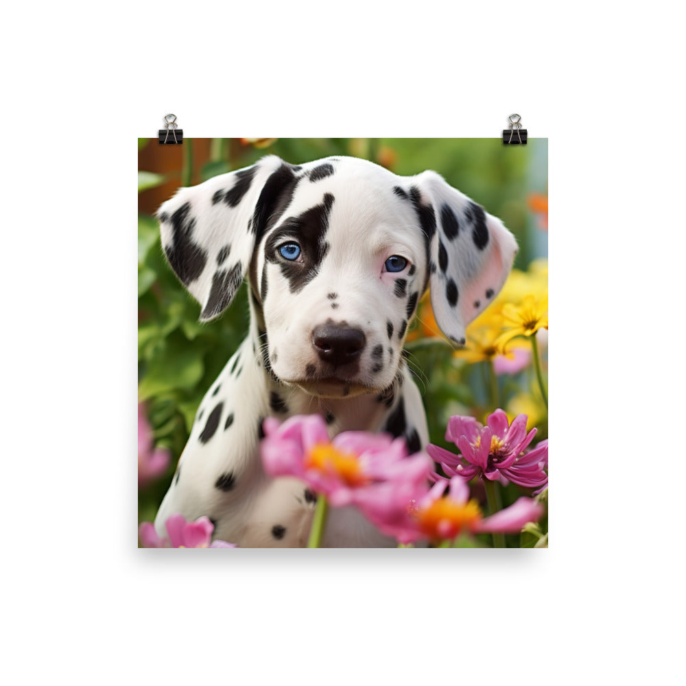 Dalmatian Pup in the Garden Photo paper poster - PosterfyAI.com