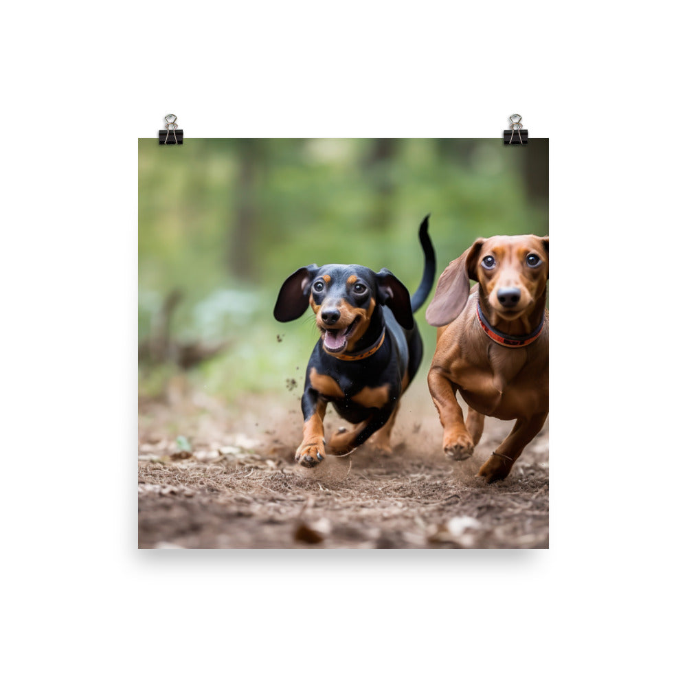 Dachshunds at Play in the Park Photo paper poster - PosterfyAI.com