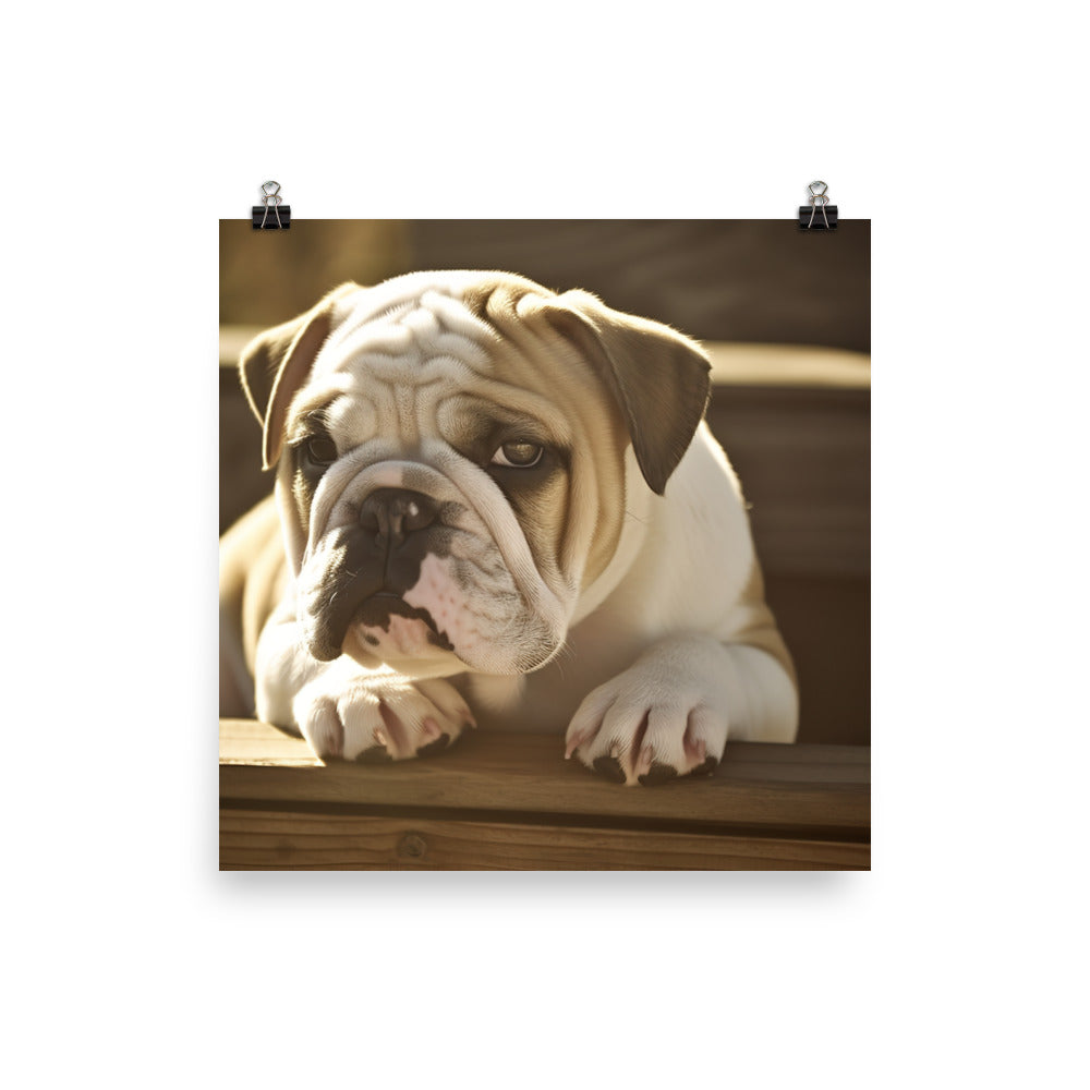 Cute Bulldog in the Sun Photo paper poster - PosterfyAI.com