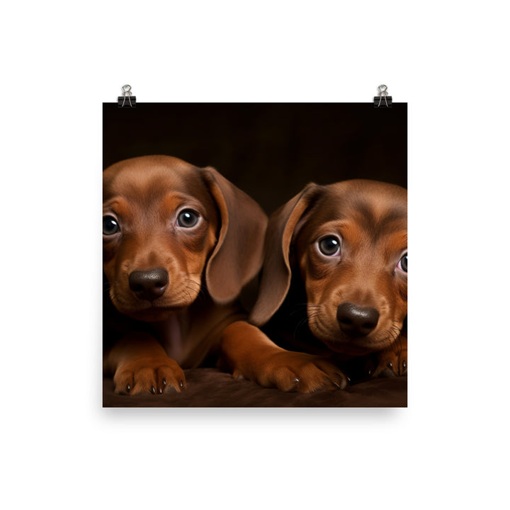 Cute and Curious Dachshund Puppies Photo paper poster - PosterfyAI.com