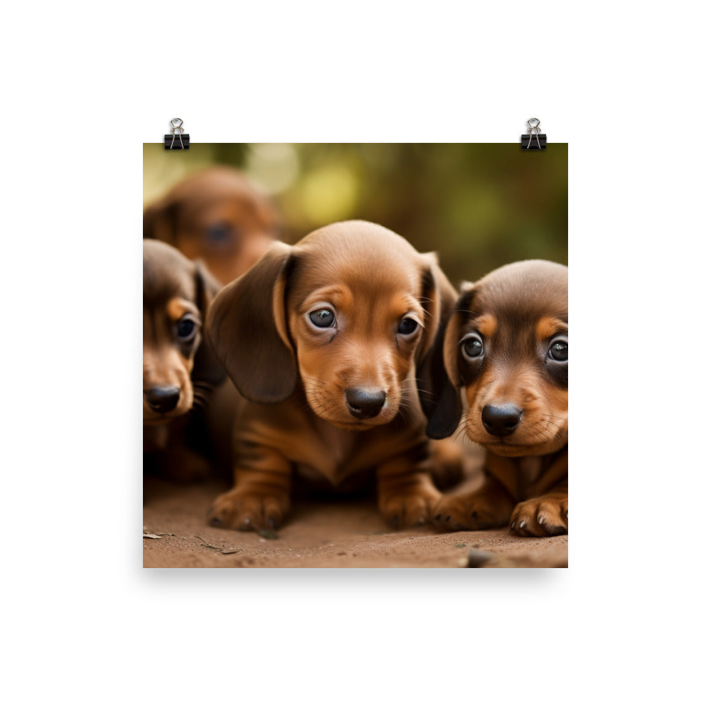 Cute and Curious Dachshund Puppies Photo paper poster - PosterfyAI.com