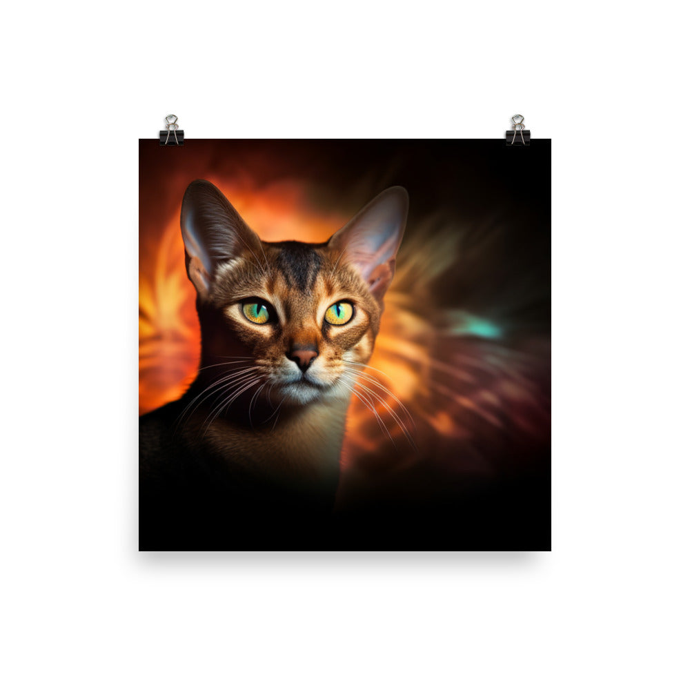 Enigmatic Aura of Abyssinian Cat Photo paper poster - PosterfyAI.com