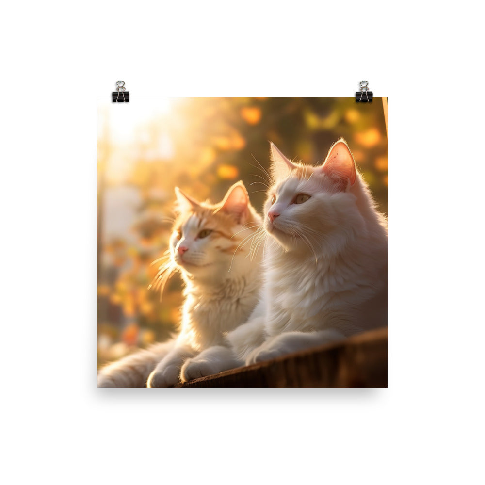 Turkish Van Cat Basking Photo paper poster - PosterfyAI.com