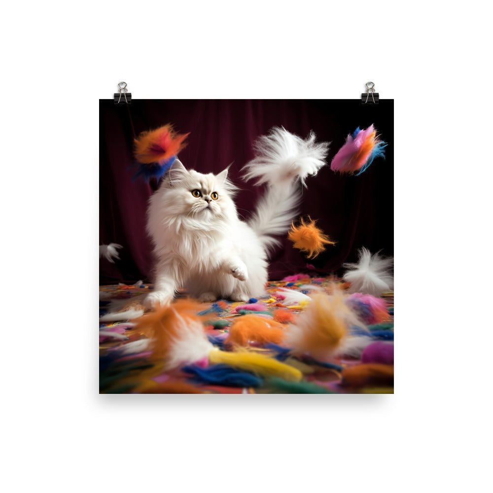 Persian Cat Playtime Photo paper poster - PosterfyAI.com