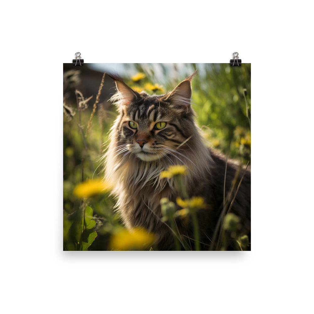 Maine Coon in Natural Habitat Photo paper poster - PosterfyAI.com