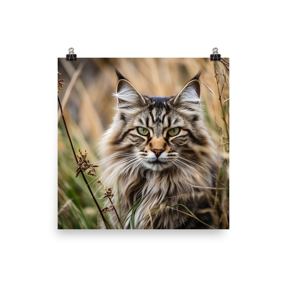 Maine Coon in Natural Habitat Photo paper poster - PosterfyAI.com