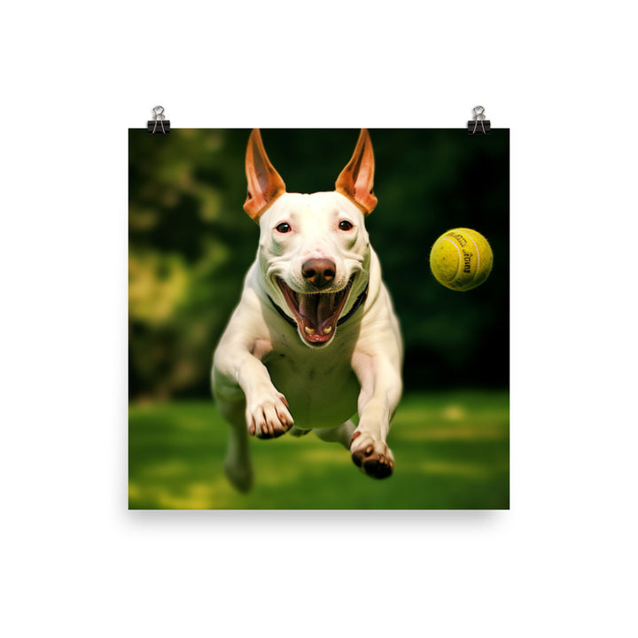 Bull Terrier at Play Photo paper poster - PosterfyAI.com