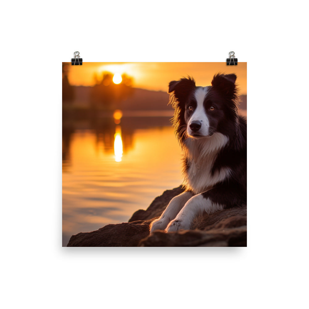 Border Collie at Sunset Photo paper poster - PosterfyAI.com