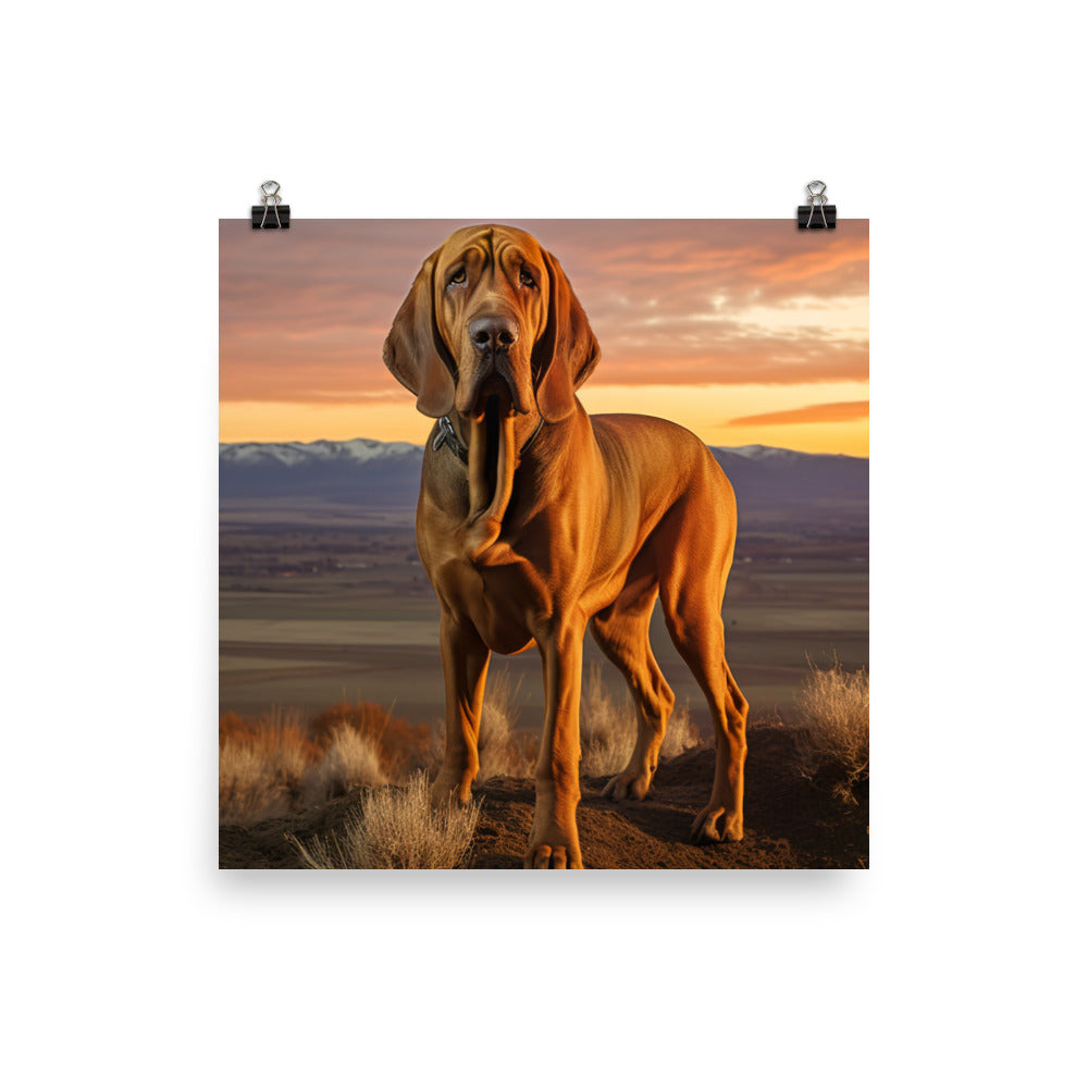 Bloodhound Portrait Photo paper poster - PosterfyAI.com