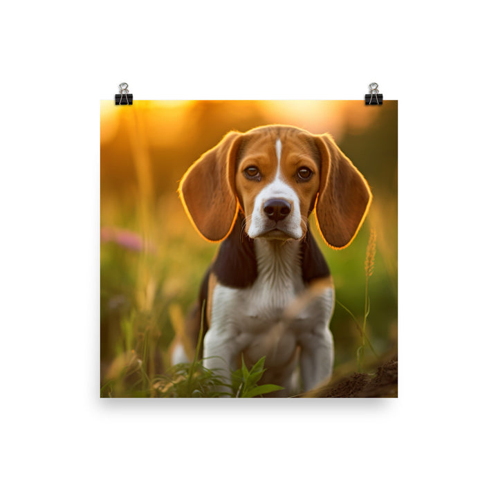 Beagle at play Photo paper poster - PosterfyAI.com