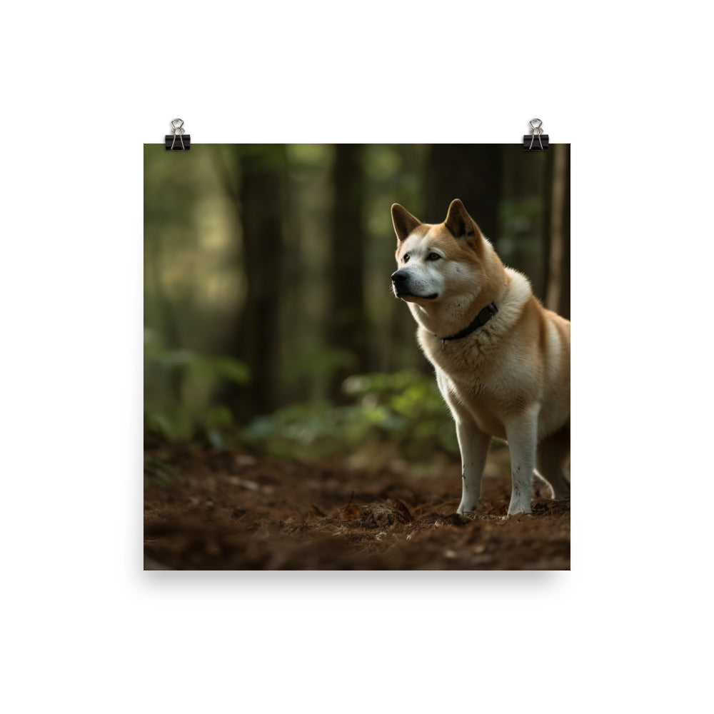 Akita Guarding the Forest Photo paper poster - PosterfyAI.com