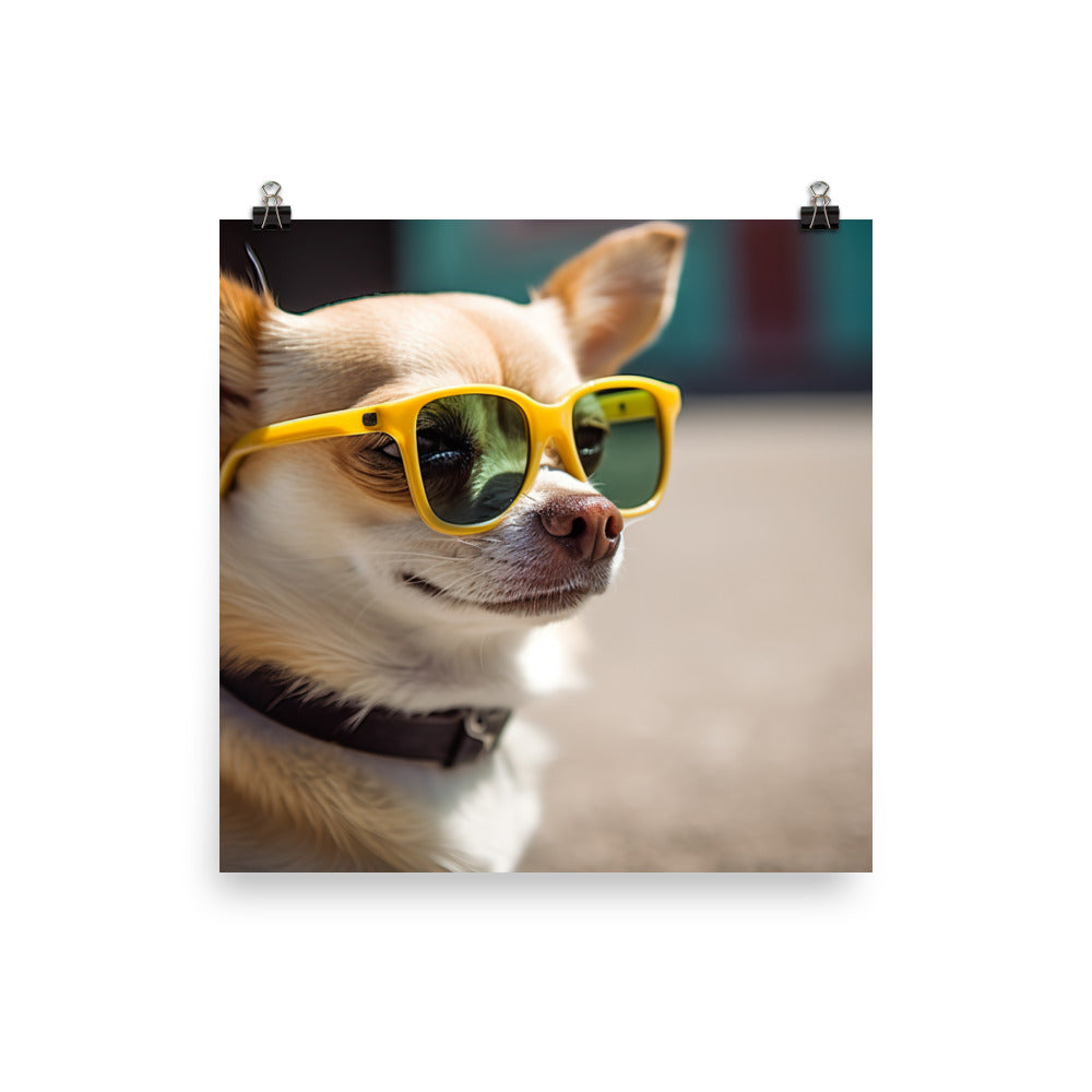 A Chihuahua wearing sunglasses Photo paper poster - PosterfyAI.com