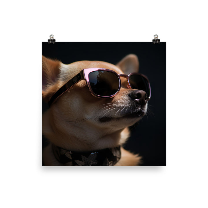 A Chihuahua wearing sunglasses Photo paper poster - PosterfyAI.com