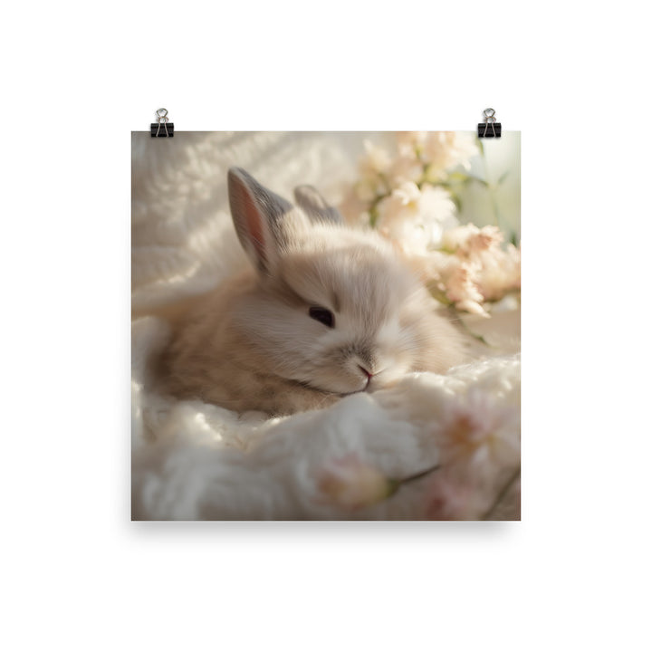 Mini Satin Bunny in Tranquil Bliss Photo paper poster - PosterfyAI.com