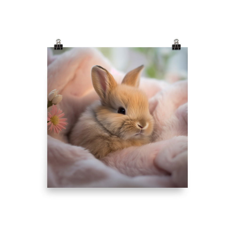 Mini Satin Bunny in Tranquil Bliss Photo paper poster - PosterfyAI.com