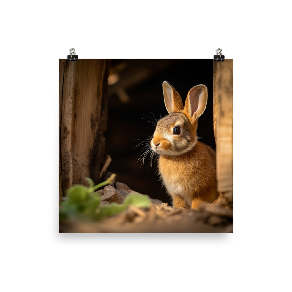 Tan Bunny Amidst Rustic Beauty Photo paper poster - PosterfyAI.com