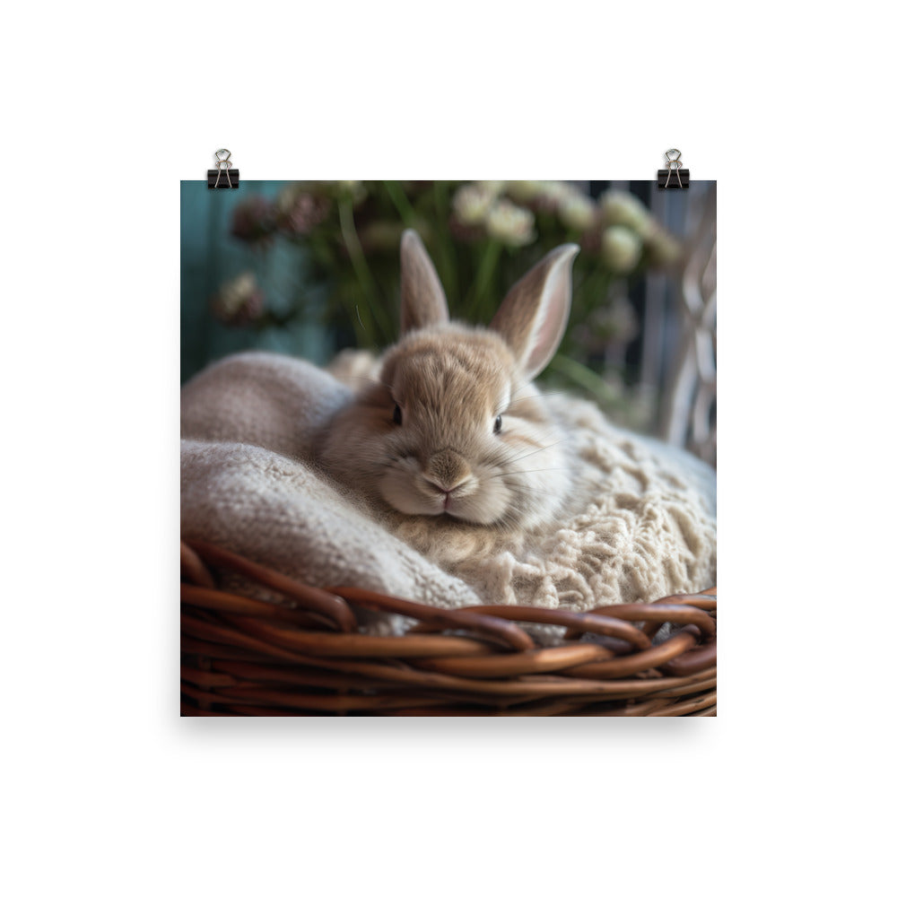 Thrianta Bunny in a Cozy Setting Photo paper poster - PosterfyAI.com