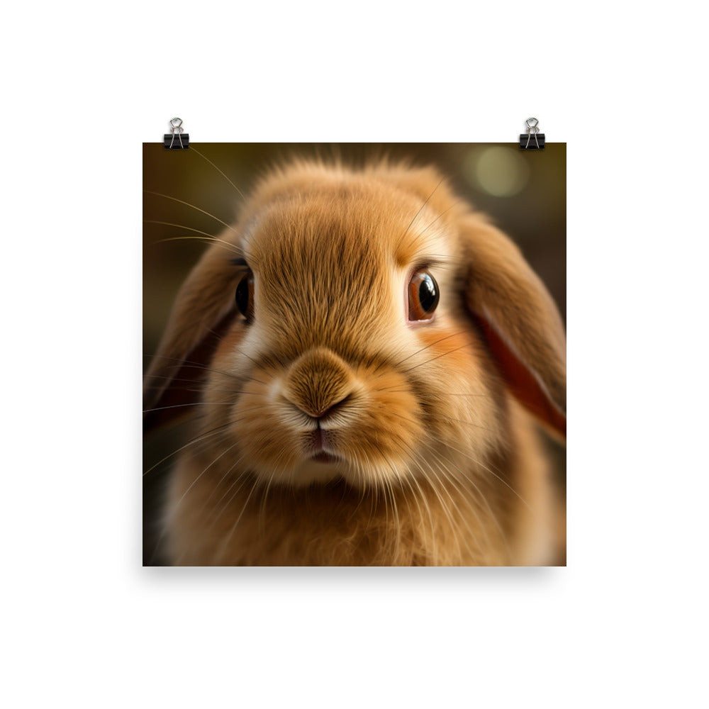 Charming Holland Lop Bunny Photo paper poster - PosterfyAI.com