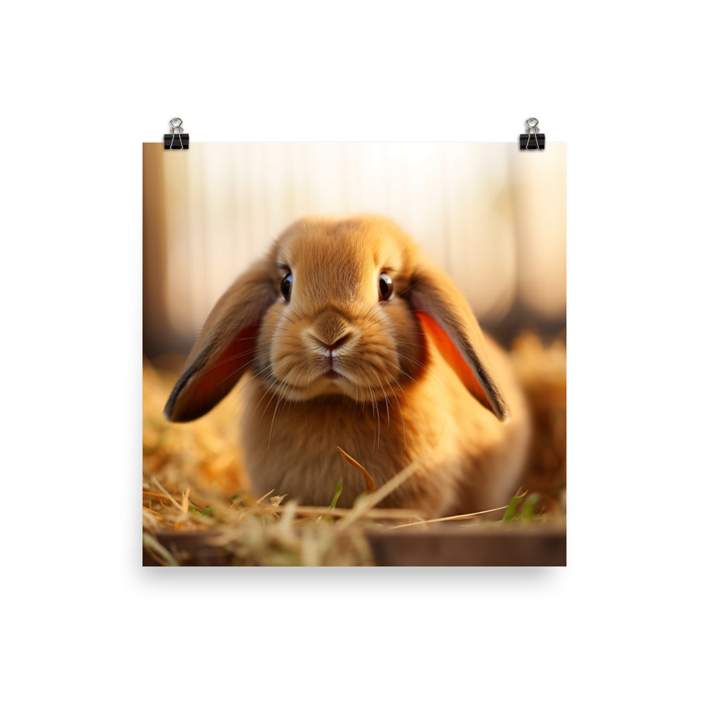 Adorable Holland Lop Bunny Photo paper poster - PosterfyAI.com