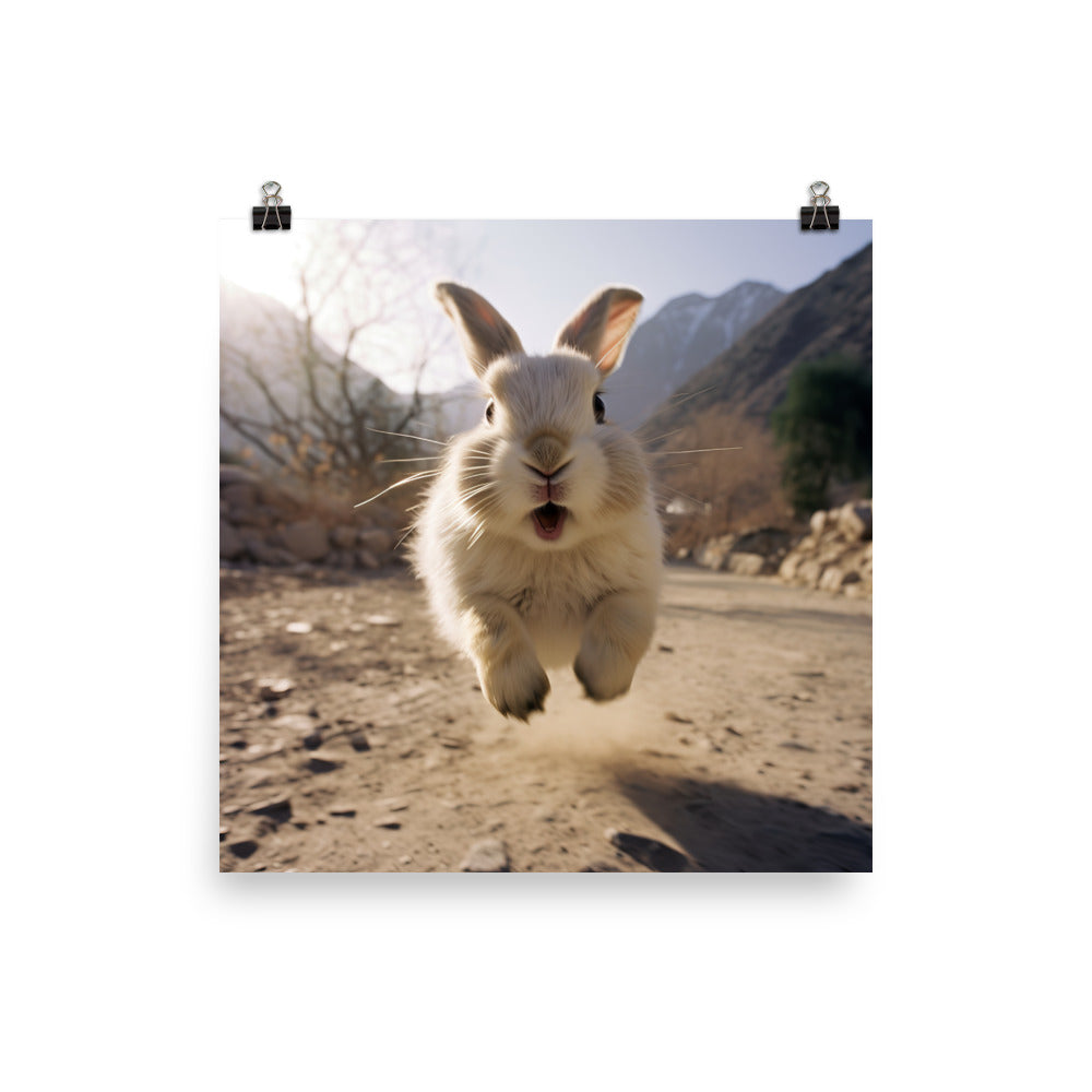 Himalayan Bunny Enjoying a Playful Hop Photo paper poster - PosterfyAI.com