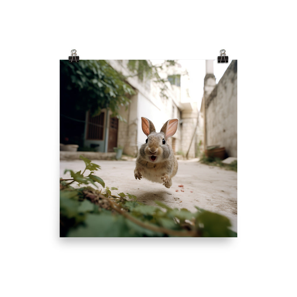 Havana Bunny Enjoying a Playful Hop Photo paper poster - PosterfyAI.com