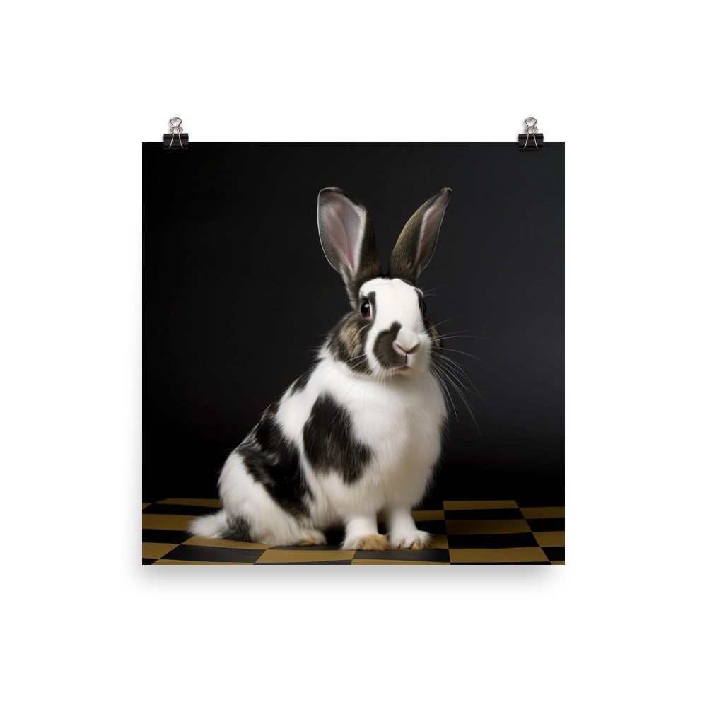 Harlequin Bunny with a Stylish Pose Photo paper poster - PosterfyAI.com