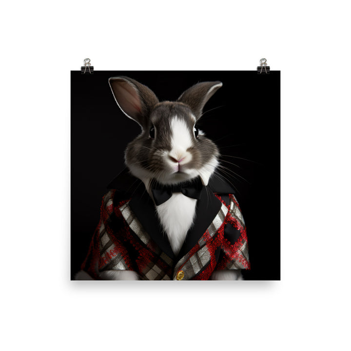 Harlequin Bunny with a Stylish Pose Photo paper poster - PosterfyAI.com