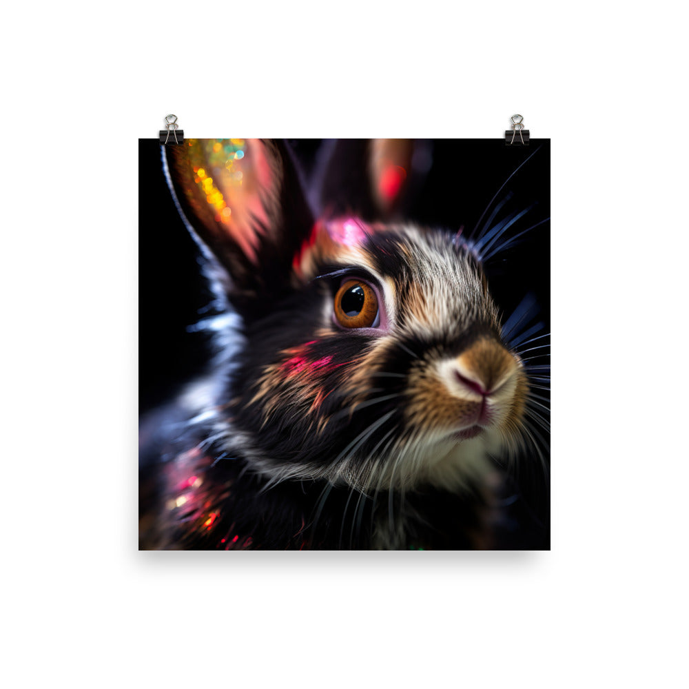 Charming Harlequin Bunny Photo paper poster - PosterfyAI.com