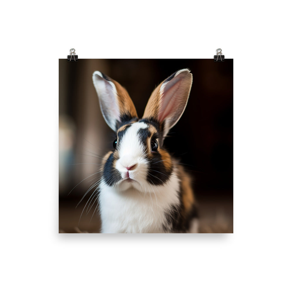 Charming Harlequin Bunny Photo paper poster - PosterfyAI.com