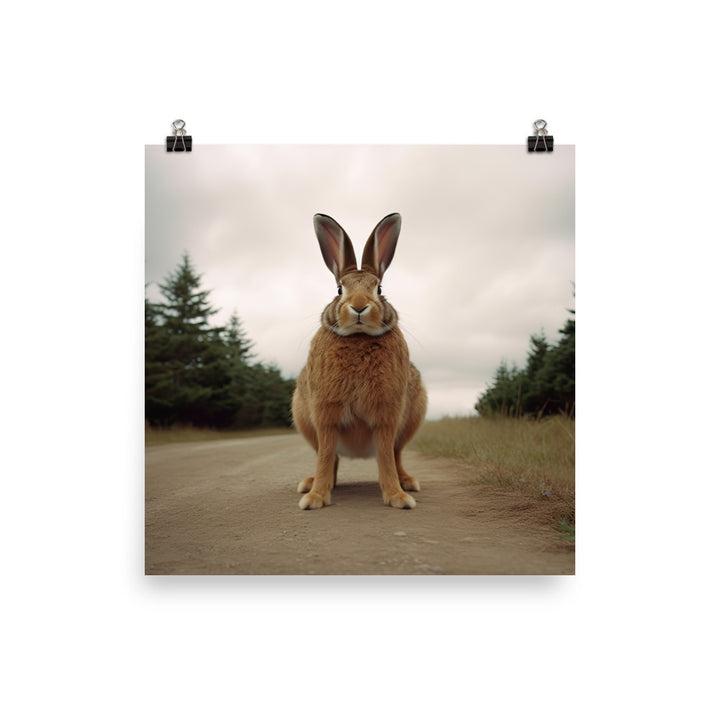 Flemish Giant Bunny with a Majestic Stance Photo paper poster - PosterfyAI.com