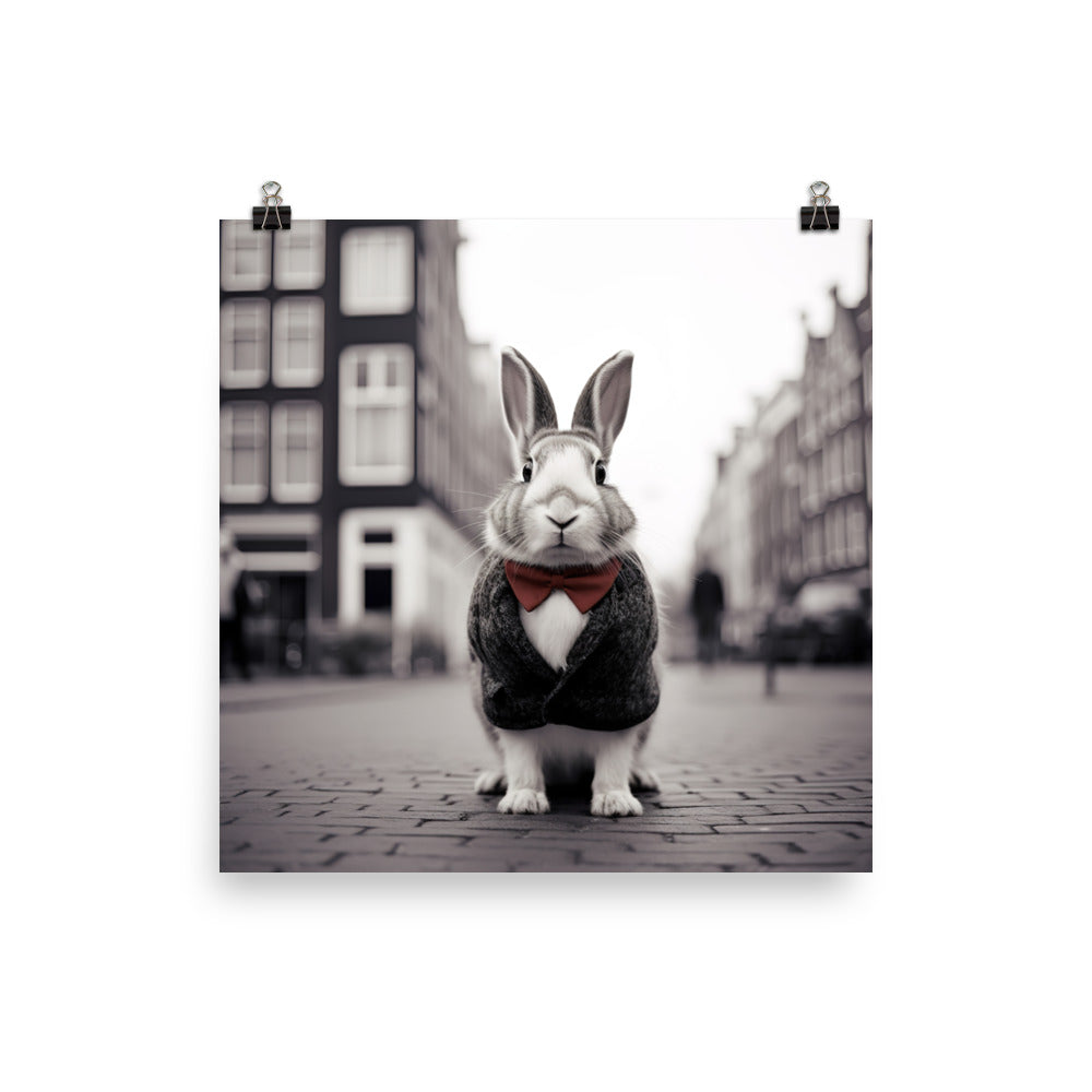 Dutch Bunny with a Stylish Pose Photo paper poster - PosterfyAI.com