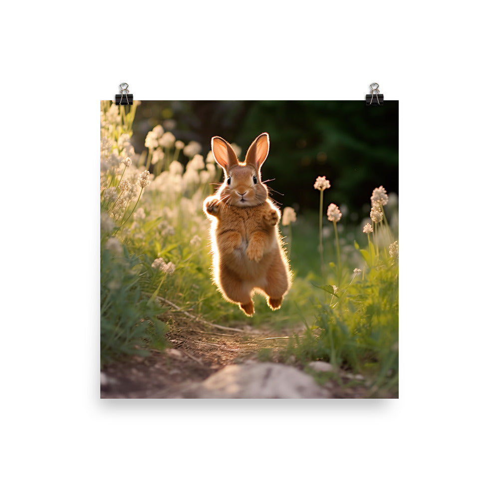 Dutch Bunny Enjoying a Playful Hop Photo paper poster - PosterfyAI.com