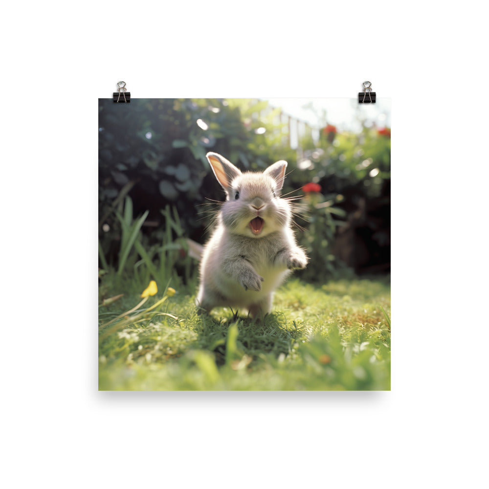 Britannia Petite Bunny Enjoying a Playful Hop Photo paper poster - PosterfyAI.com