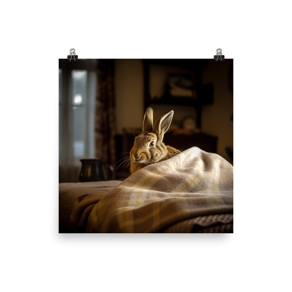 Belgian Hare in a Cozy Setting Photo paper poster - PosterfyAI.com